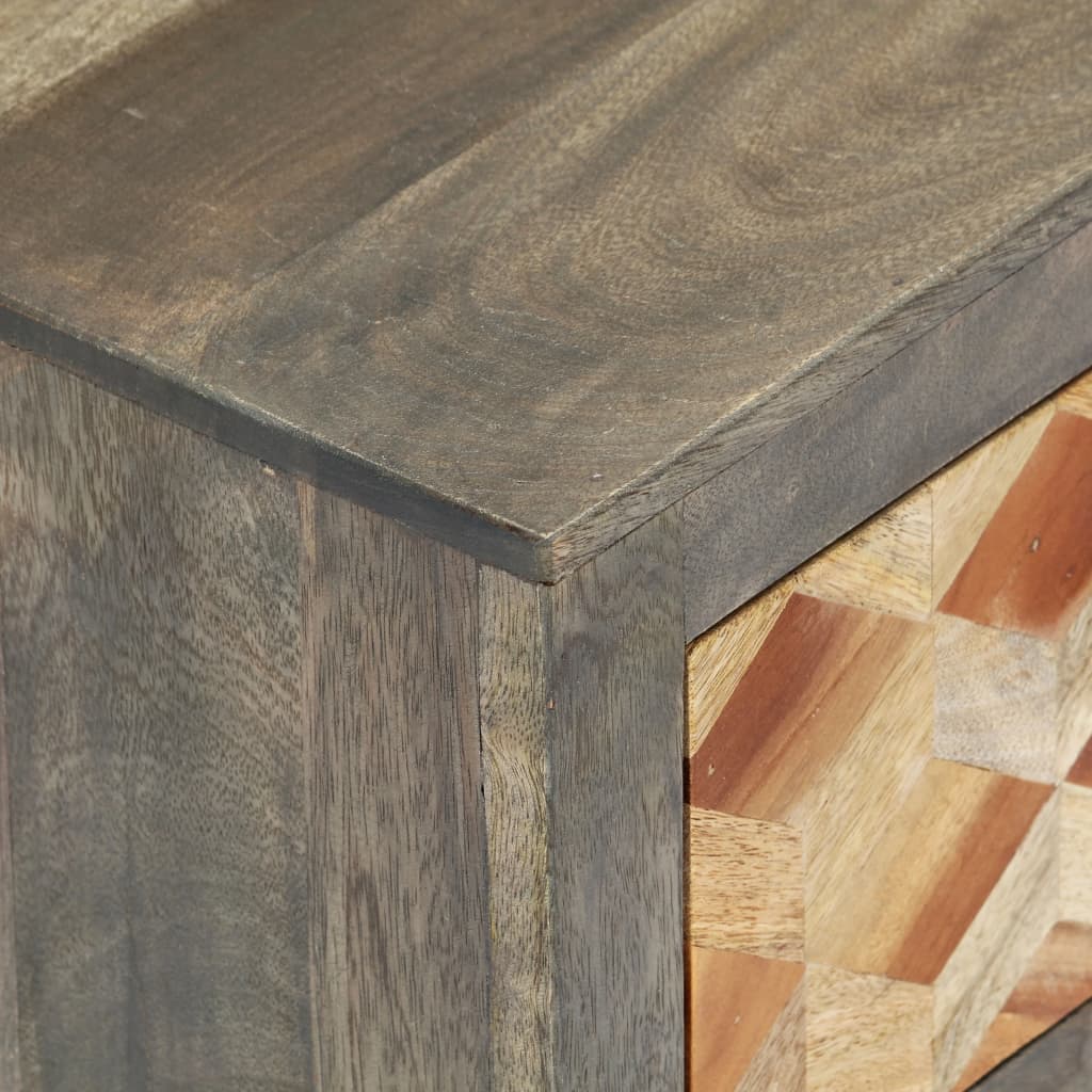 vidaXL Bedside Cabinet Grey 40x30x50 cm Solid Mango Wood