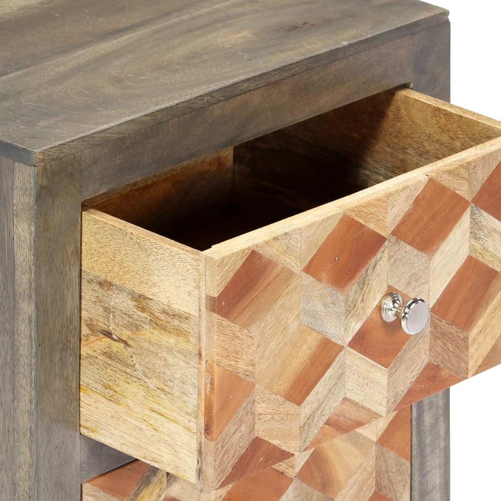 vidaXL Bedside Cabinet Grey 40x30x50 cm Solid Mango Wood