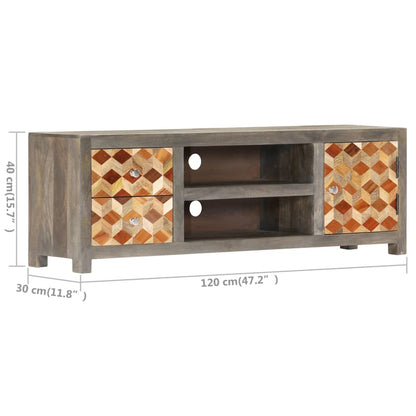 vidaXL TV Cabinet Grey 120x30x40 cm Solid Mango Wood