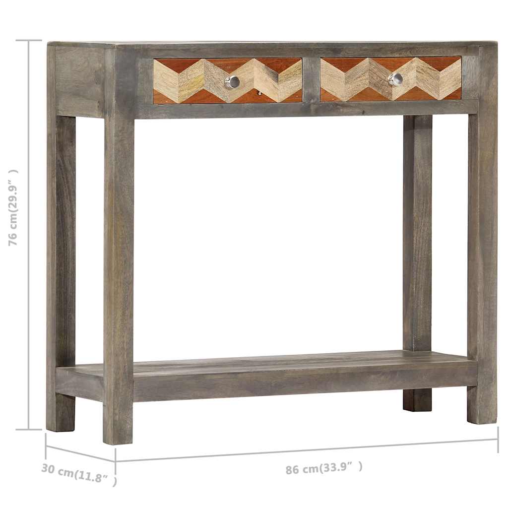 282737 vidaXL Console Table Grey 86x30x76 cm Solid Mango Wood