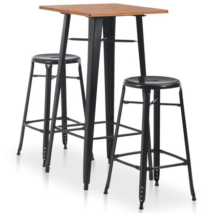 vidaXL 3 Piece Bar Set Steel Black
