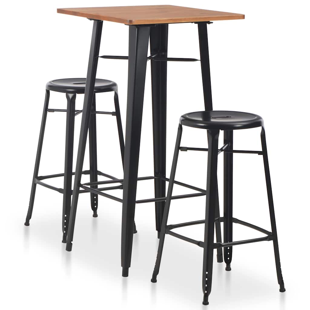 vidaXL 3 Piece Bar Set Steel Black