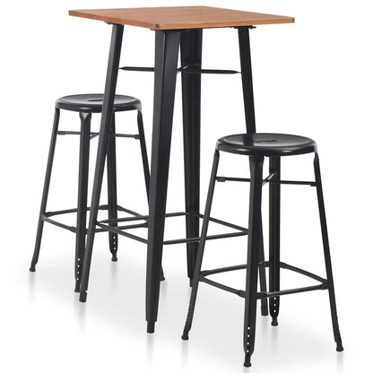vidaXL 3 Piece Bar Set Steel Black