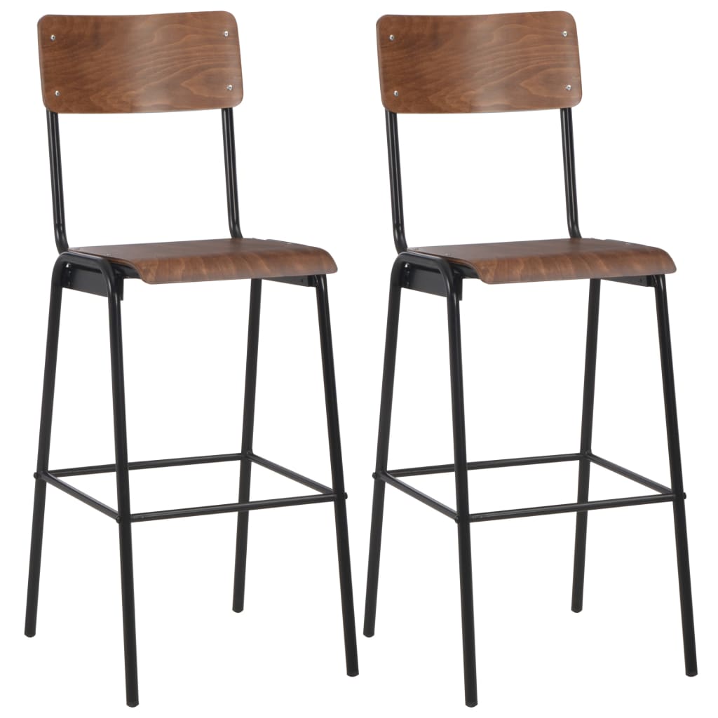 vidaXL 3 Piece Bar Set Steel Brown Black