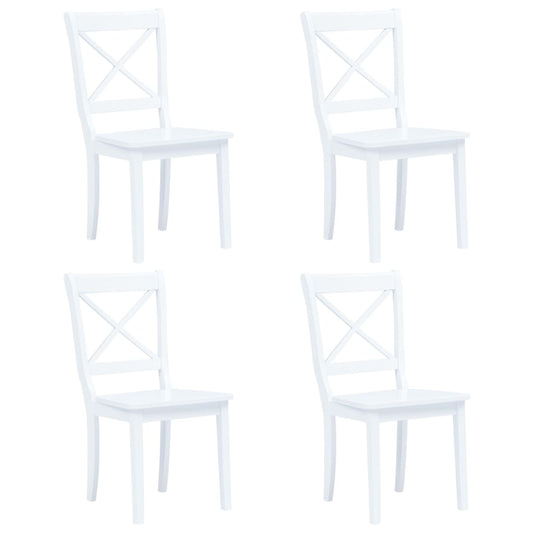 vidaXL 5 Piece Dining Set Solid Rubber Wood White