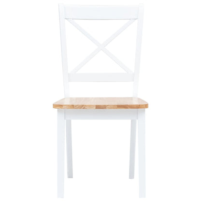 vidaXL 5 Piece Dining Set Solid Rubber Wood White and Brown
