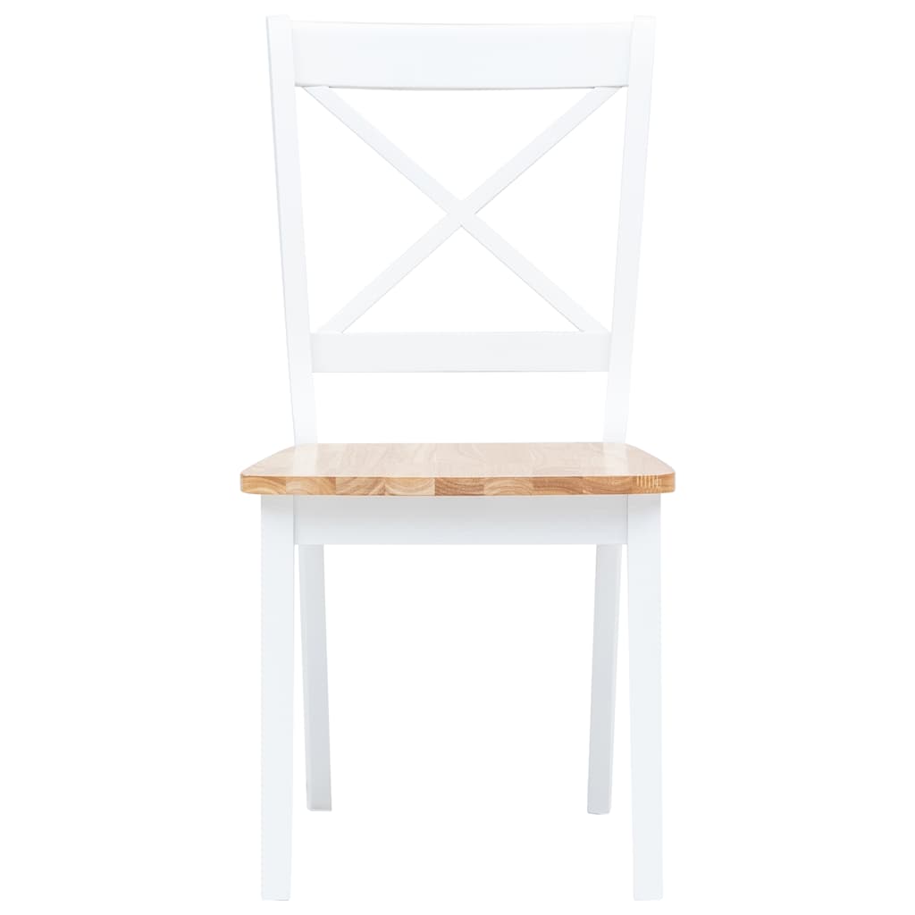 vidaXL 5 Piece Dining Set Solid Rubber Wood White and Brown