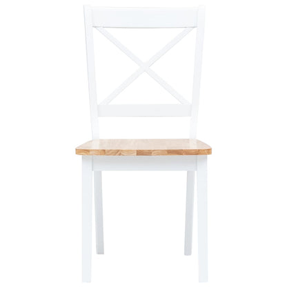 vidaXL 5 Piece Dining Set Solid Rubber Wood White and Brown