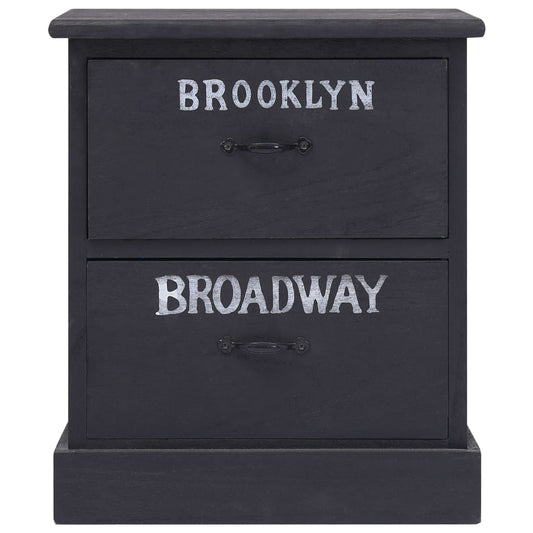 vidaXL Nightstand Black 38x28x45 cm Paulownia Wood