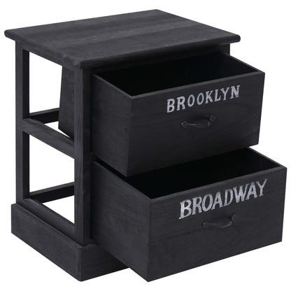 vidaXL Nightstand Black 38x28x45 cm Paulownia Wood