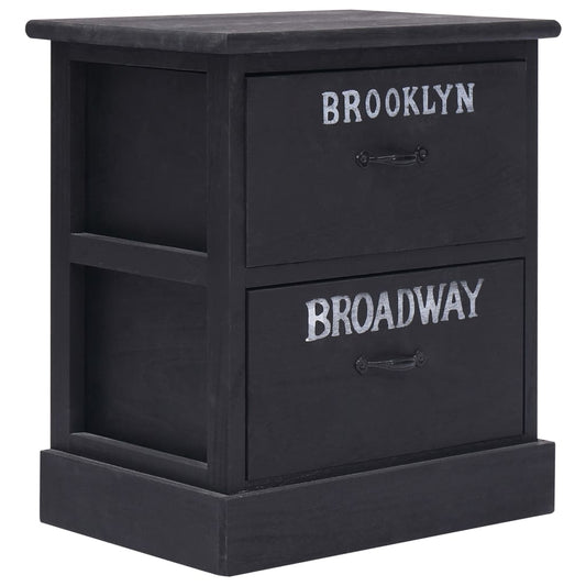 vidaXL Nightstands 2 pcs Black 38x28x45 cm Paulownia Wood