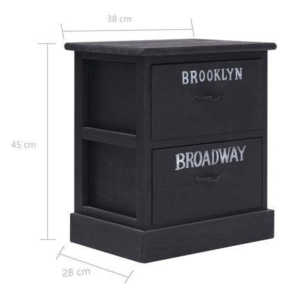 vidaXL Nightstands 2 pcs Black 38x28x45 cm Paulownia Wood