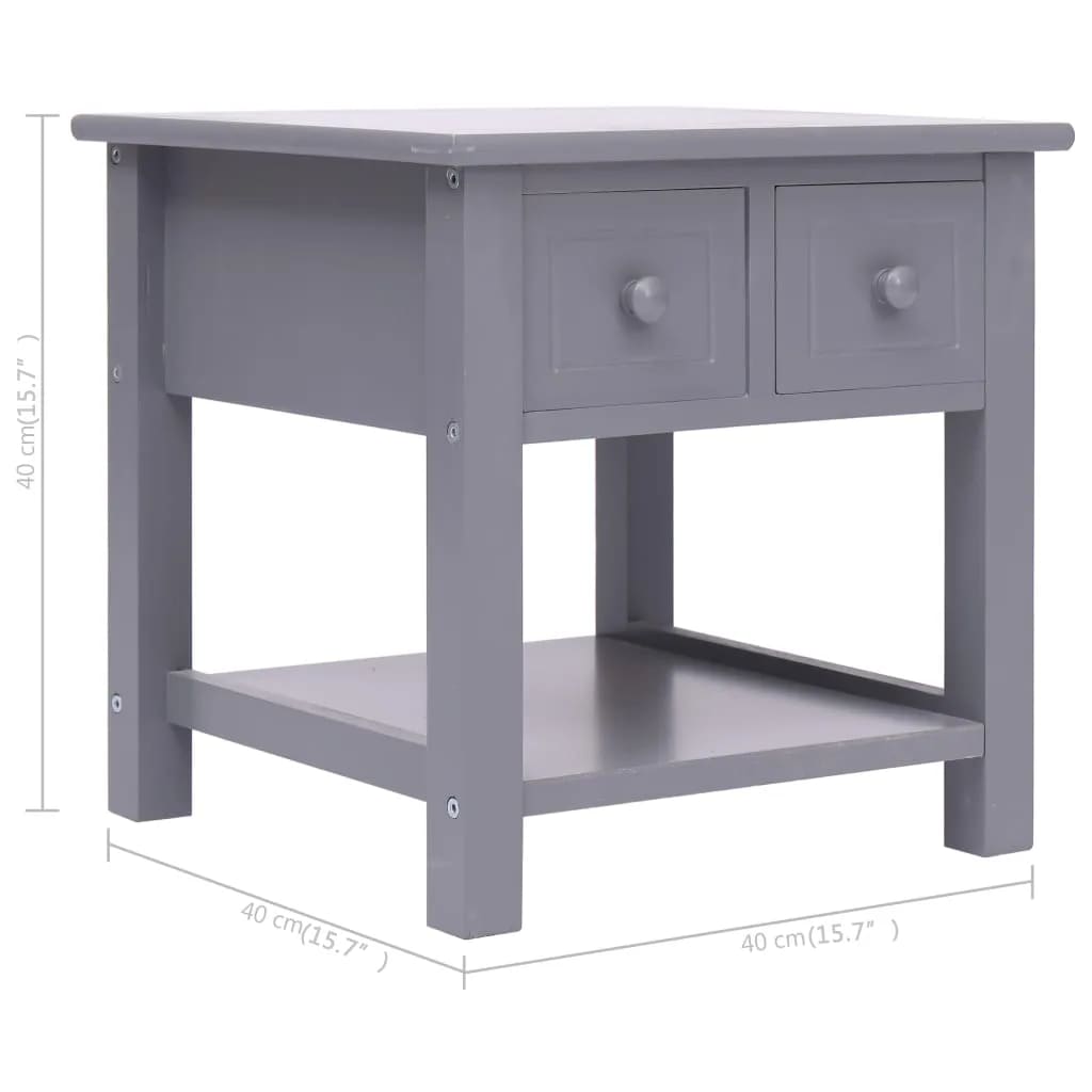 vidaXL Side Table Grey 40x40x40 cm Paulownia Wood