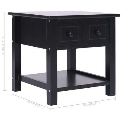vidaXL Side Table Black 40x40x40 cm Paulownia Wood
