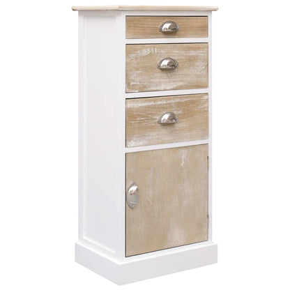 vidaXL Side Cabinet | White and wood colour | Paulownia wood | 38x28x86 cm