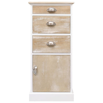 vidaXL Side Cabinet | White and wood colour | Paulownia wood | 38x28x86 cm