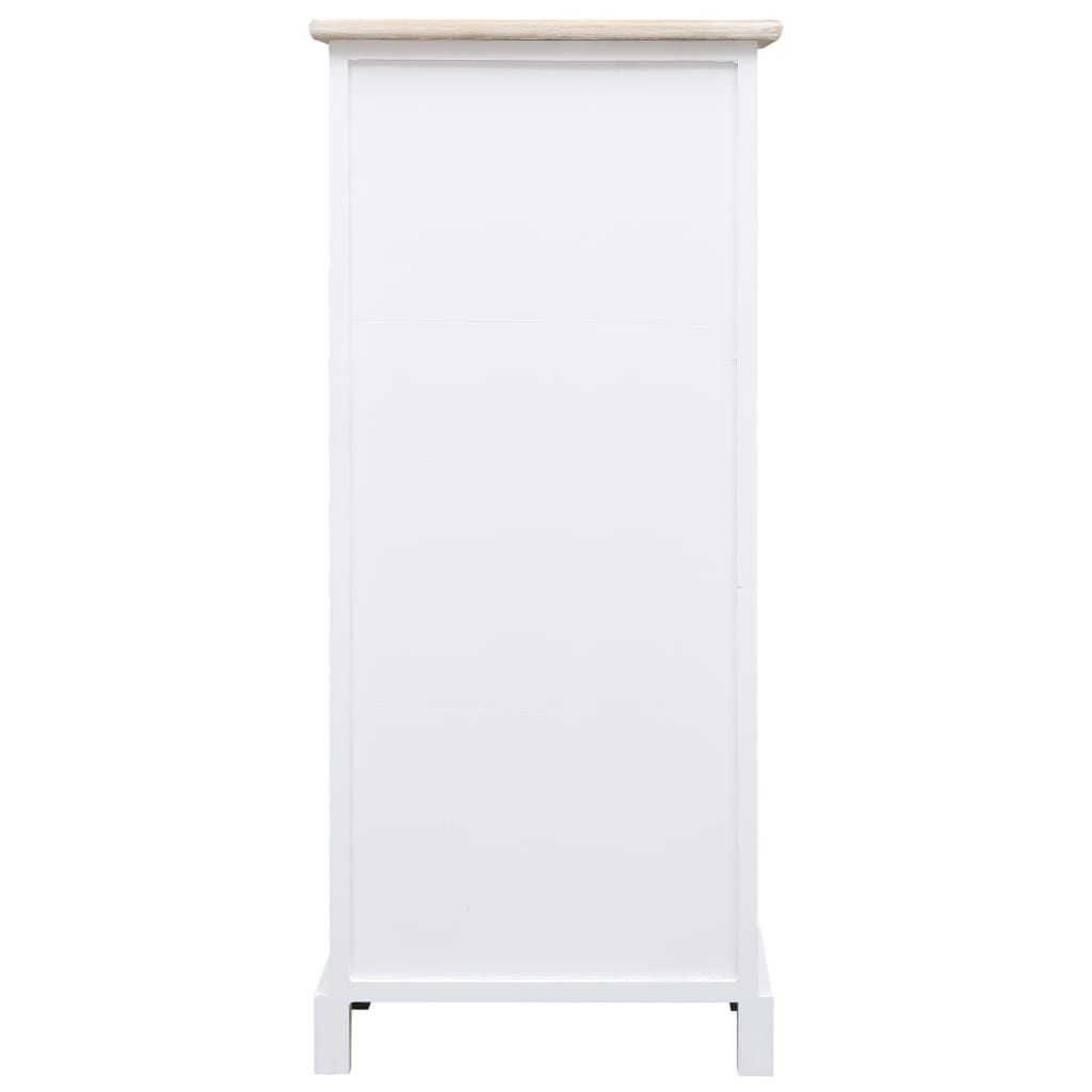 vidaXL Side Cabinet | White and wood colour | Paulownia wood | 38x28x86 cm