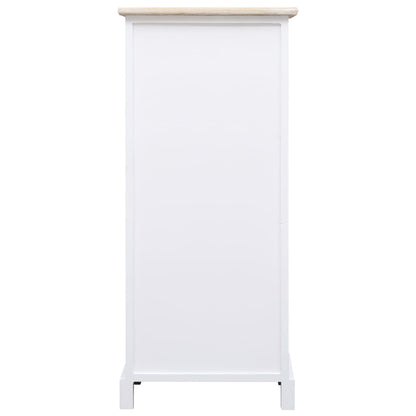 vidaXL Side Cabinet | White and wood colour | Paulownia wood | 38x28x86 cm