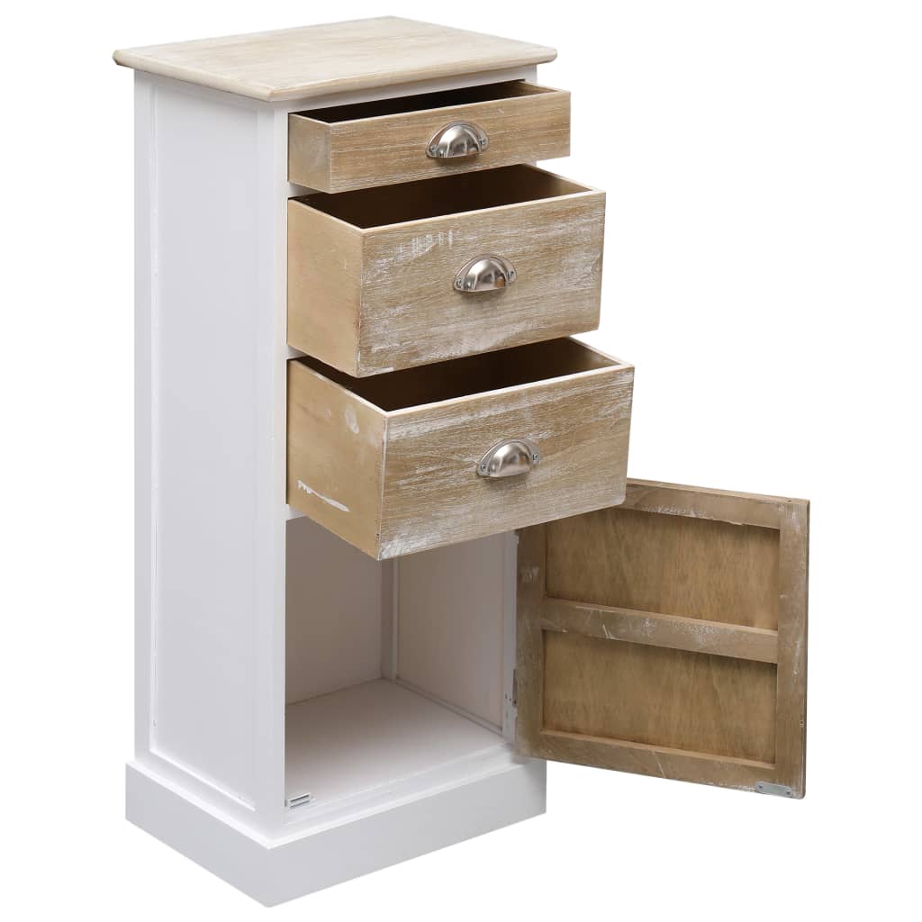 vidaXL Side Cabinet | White and wood colour | Paulownia wood | 38x28x86 cm
