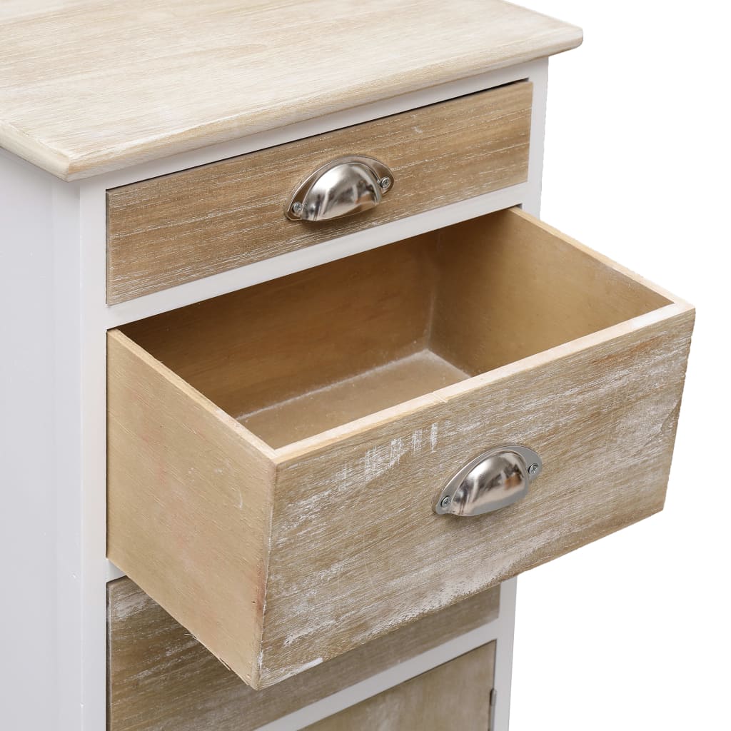 vidaXL Side Cabinet | White and wood colour | Paulownia wood | 38x28x86 cm
