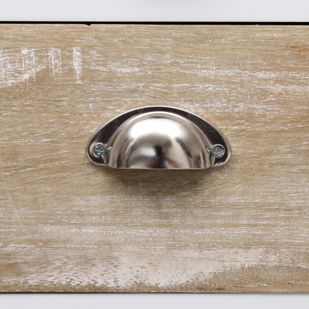 vidaXL Side Cabinet | White and wood colour | Paulownia wood | 38x28x86 cm