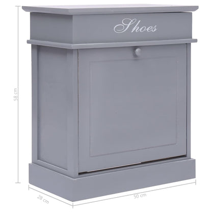 vidaXL Shoe Cabinet Grey 50x28x58 cm Paulownia Wood