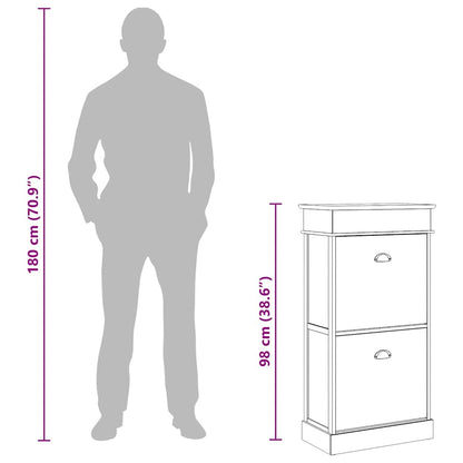 vidaXL Shoe Cabinet Brown 50x28x98 cm Paulownia Wood