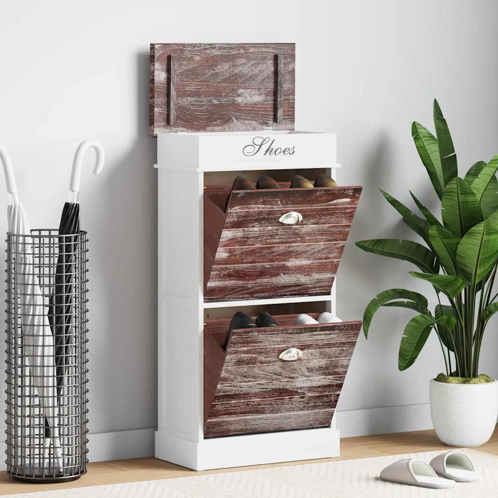 vidaXL Shoe Cabinet Brown 50x28x98 cm Paulownia Wood