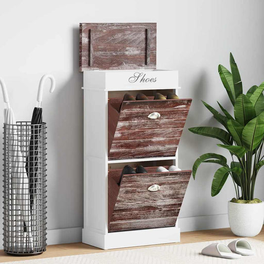 vidaXL Shoe Cabinet Brown 50x28x98 cm Paulownia Wood