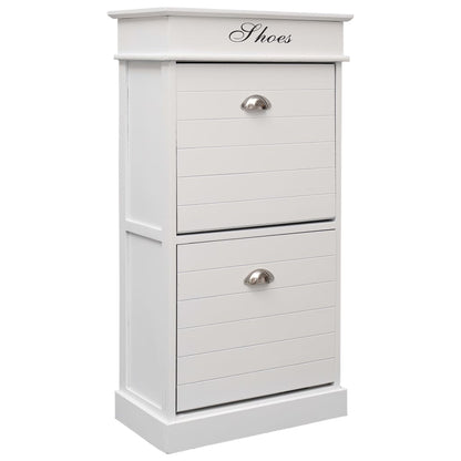 vidaXL Shoe Cabinet White 50x28x98 cm Paulownia Wood
