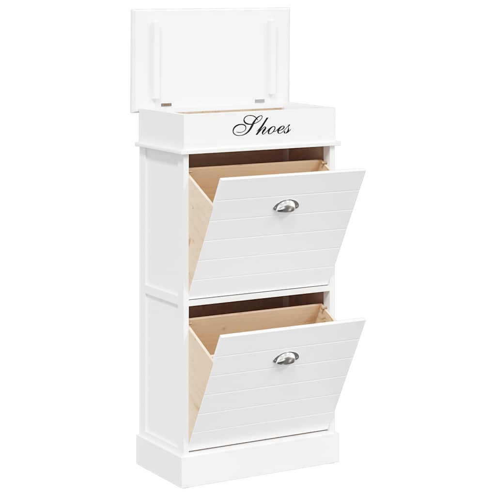 vidaXL Shoe Cabinet White 50x28x98 cm Paulownia Wood