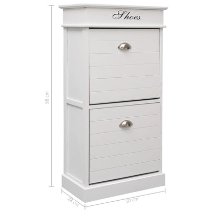 vidaXL Shoe Cabinet White 50x28x98 cm Paulownia Wood