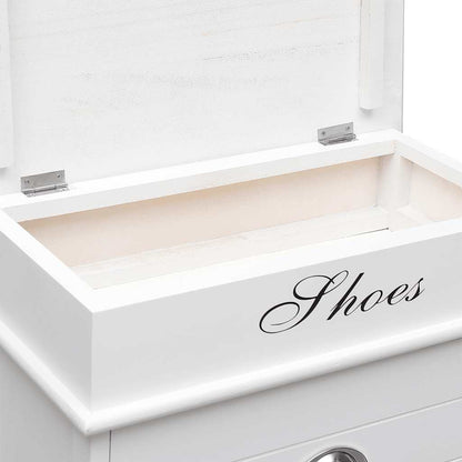 vidaXL Shoe Cabinet White 50x28x98 cm Paulownia Wood