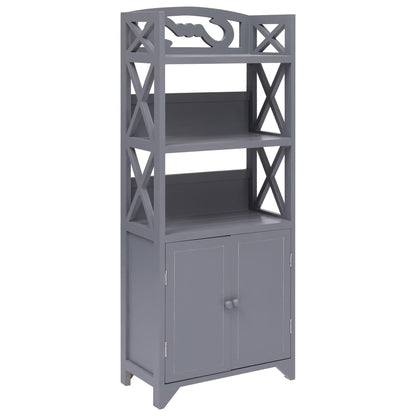 vidaXL Bathroom Cabinet Grey 46x24x116 cm Paulownia Wood