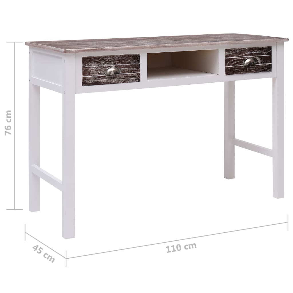 vidaXL Writing Desk Brown 110x45x76 cm Wood