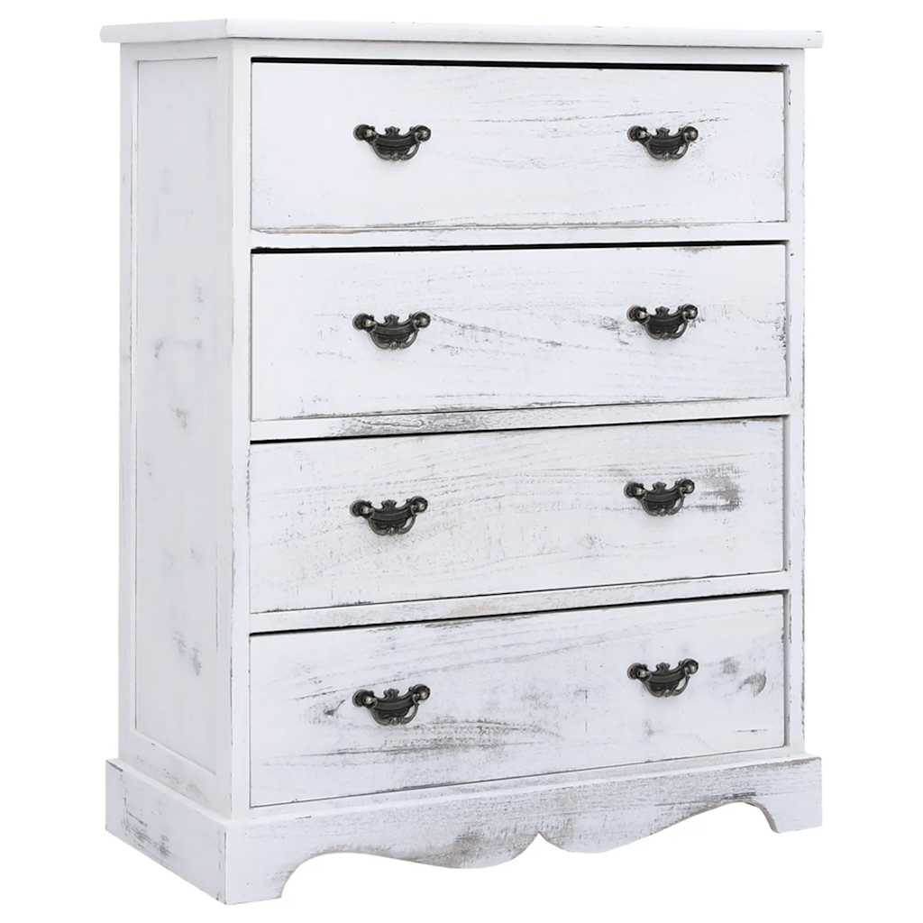 vidaXL Drawer Cabinet | White | Paulownia wood | Medium | Drawer Cabinet