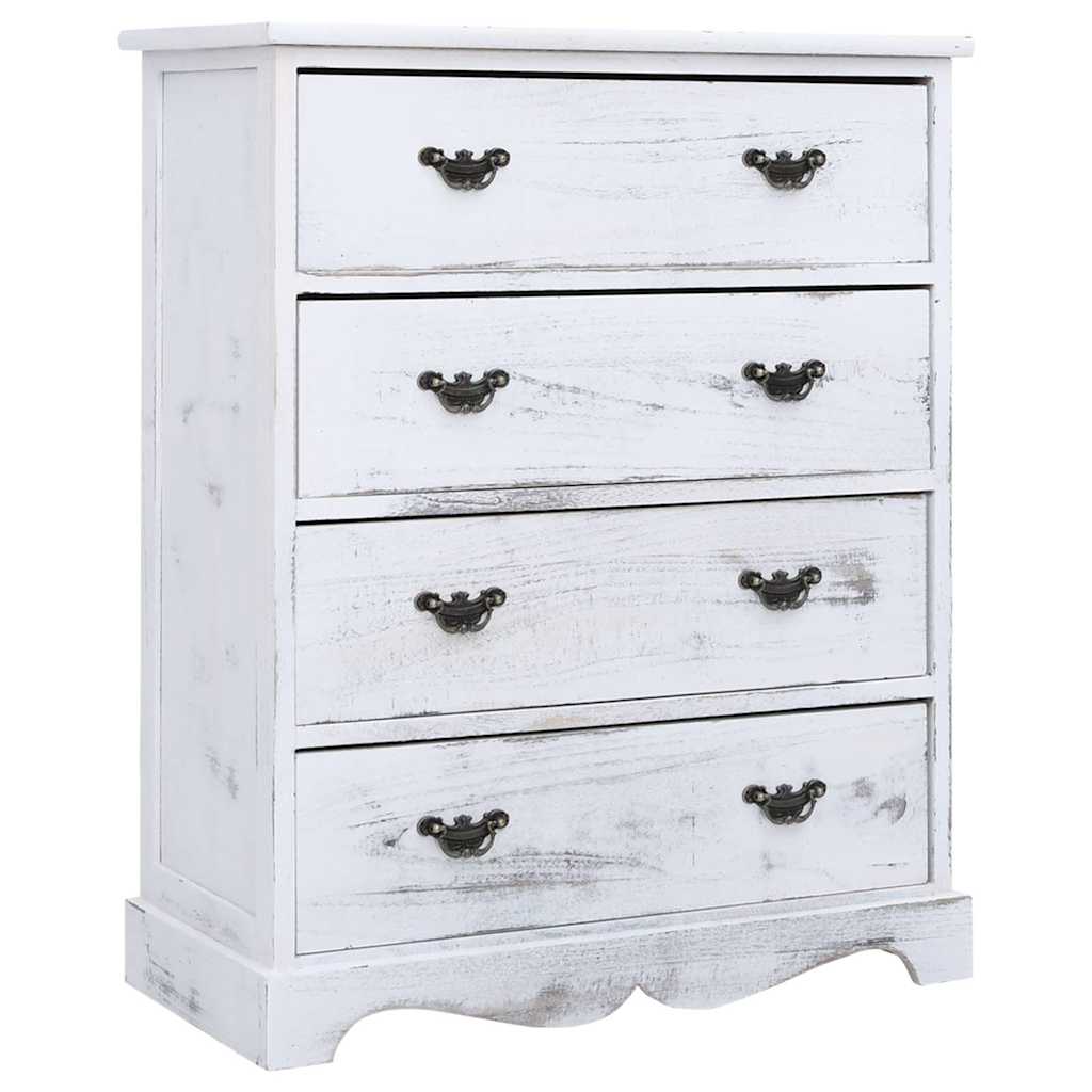 284180 vidaXL Drawer Cabinet White 60x30x75 cm Wood
