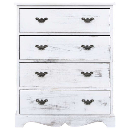 vidaXL Drawer Cabinet | White | Paulownia wood | Medium | Drawer Cabinet