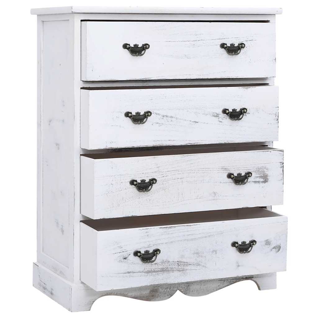 vidaXL Drawer Cabinet | White | Paulownia wood | Medium | Drawer Cabinet
