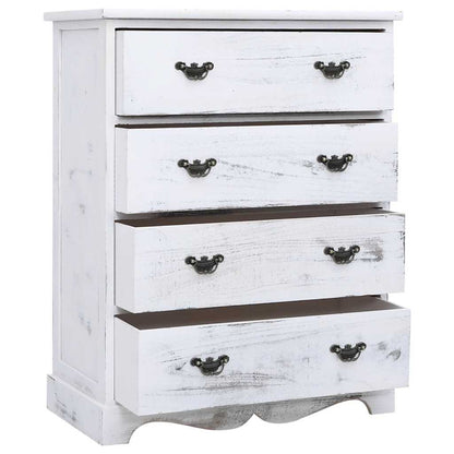 vidaXL Drawer Cabinet | White | Paulownia wood | Medium | Drawer Cabinet