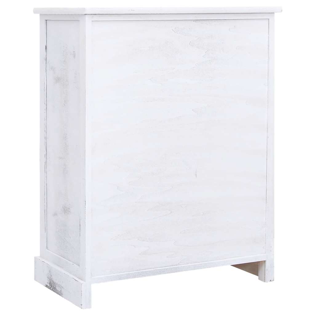 vidaXL Drawer Cabinet | White | Paulownia wood | Medium | Drawer Cabinet