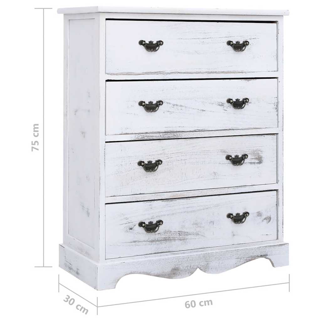 284180 vidaXL Drawer Cabinet White 60x30x75 cm Wood