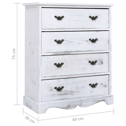284180 vidaXL Drawer Cabinet White 60x30x75 cm Wood