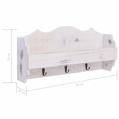 284231 vidaXL Wall Mounted Coat Rack White 50x10x23 cm Wood