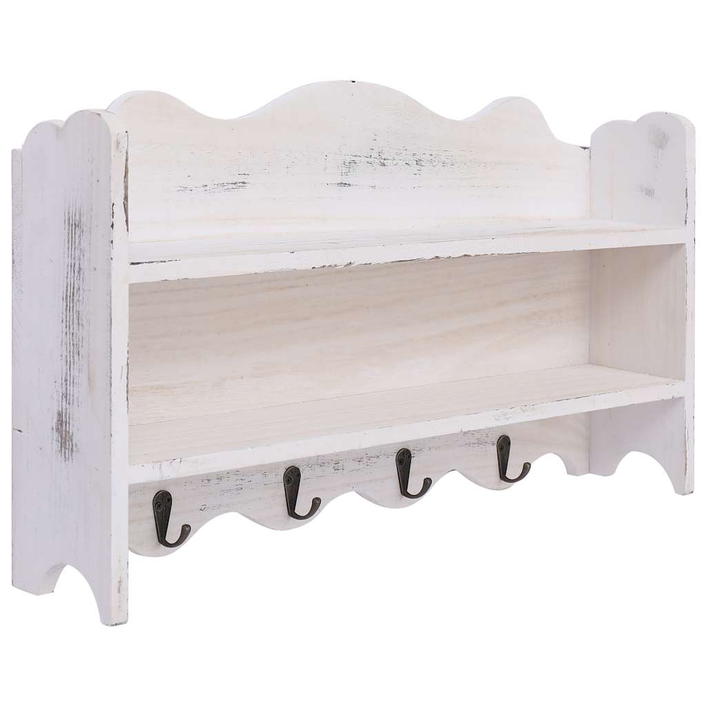 284235 vidaXL Wall Mounted Coat Rack White 50x10x30 cm Wood