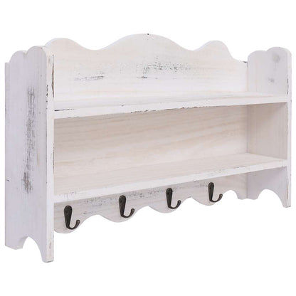 284235 vidaXL Wall Mounted Coat Rack White 50x10x30 cm Wood
