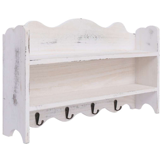 284235 vidaXL Wall Mounted Coat Rack White 50x10x30 cm Wood