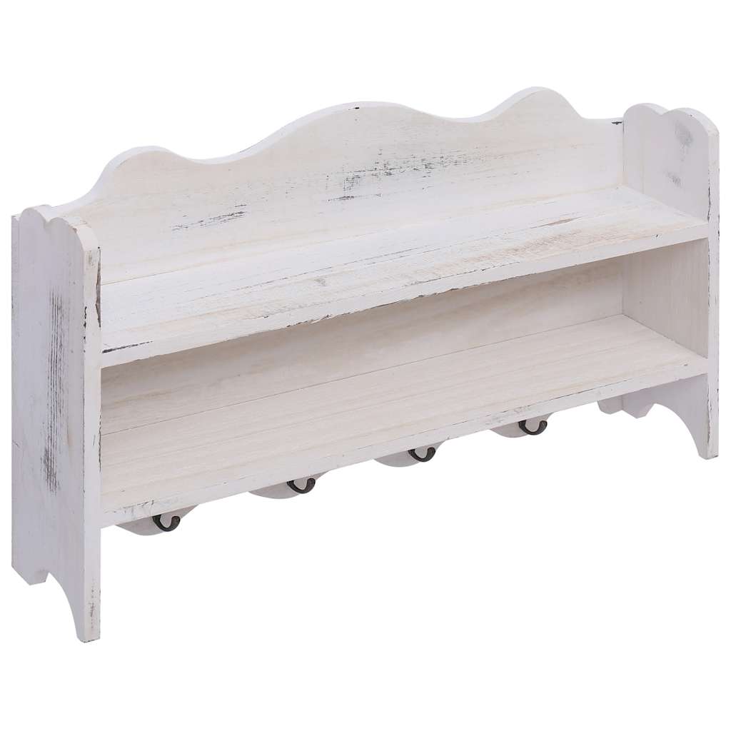 284235 vidaXL Wall Mounted Coat Rack White 50x10x30 cm Wood