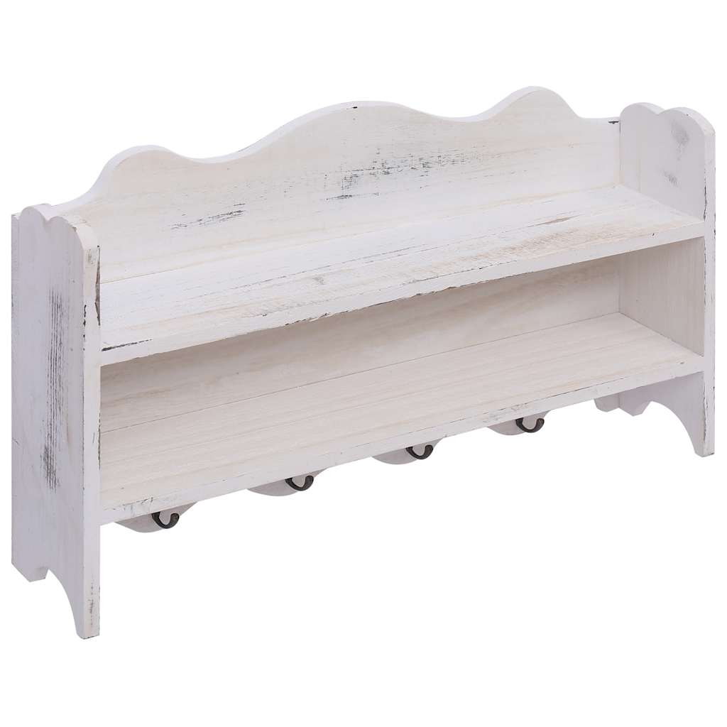 284235 vidaXL Wall Mounted Coat Rack White 50x10x30 cm Wood