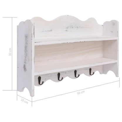 284235 vidaXL Wall Mounted Coat Rack White 50x10x30 cm Wood